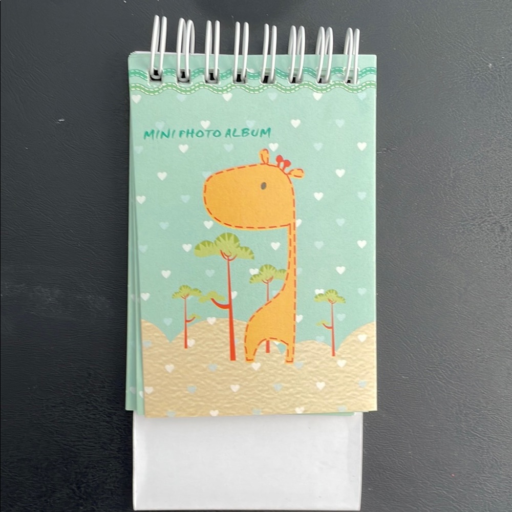 Green and Orange Spiral Notebook with Giraffe Design